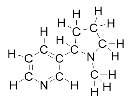 Nicotine là chất gây nghiện có trong thuốc lá. Nicotine là một amine và có công thức cấu tạo như hình bên. Công thức phân tử của nicotine là   A. C10H12N2. B. C10H14N2. C. C12H14N2. D. C12H12N2. (ảnh 3)