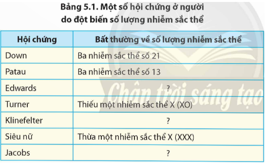 Quan sát Hình 5.8, hãy: a) Xác định sự bất thường về số lượng nhiễm sắc thể của một số hội (ảnh 2)