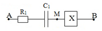 Mạch điện xoay chiều như hình vẽ. Hộp X chứa các phần tử R2, L, C2 mắc nối tiếp. Đặt điện áp xoay chiều vào hai đầu mạch AB có tần số 50 Hz và giá trị hiệu dụng 220 V (ảnh 1)