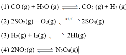 Cho các cân bằng hoá học:  (ảnh 1)