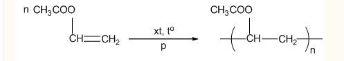 Poly(vinyl acetate) (PVA) là một polymer có nhiều ứng dụng trong thực tế được điều chế từ vinyl acetate   Viết phương trình hoá học của phản ứng trùng hợp vinyl acetate để tạo ra poly(vinyl acetate). (ảnh 1)