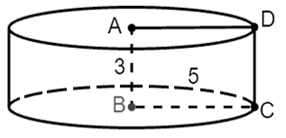 Chọn phương án đúng.  Cho hình chữ nhật ABCD có AB = 3 cm, BC = 5 cm. Quay hình chữ nhật xung quanh cạnh AB ta được hình trụ có bán kính đáy bằng (ảnh 1)