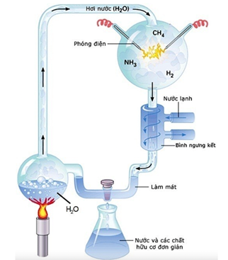 Stanley Miller và Harold Urey đã tái tạo bầu khí quyển ban đầu của Trái Đất trong ống nghiệm và sử dụng tia cực tím và tia sét mô phỏng. Kết quả của thí nghiệm là gì? (ảnh 1)