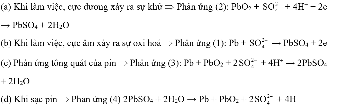 Khi làm việc, acquy là thiết bị sinh ra dòng điện hoạt động theo nguyên tắc giống như pin Galvani (quá trình acquy phóng điện). Nhưng khác với pin Galvani (ảnh 2)