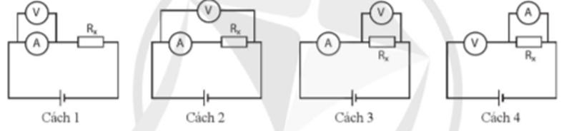 Cho các dụng cụ sau: một ampe kế, một vôn kế, một điện trở Rx và một nguồn điện không đổi.  (ảnh 1)
