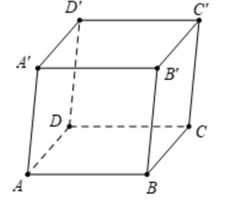 Cho hình hộp ABCD.A'B'C'D'. Khẳng định nào sau đây là đúng? A. AB  + AC = AD. B. AB  +AD  =AC'. C. AA'  + AC  = AC'. (ảnh 1)