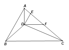 Cho tam giác ABC và D là một điểm nằm trong tam giác. Kẻ DE song song với AB (E thuộc cạnh AC). Kẻ DF song song với BC (F thuộc cạnh AC). (ảnh 1)