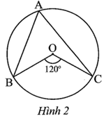 Số đo góc BAC trong Hình 2 là  A. 50°.  B. 70°.  C. 30°.  D. 60°. (ảnh 1)