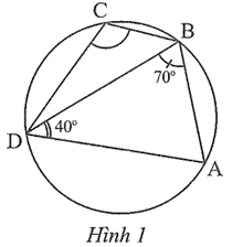 Số đo của góc C trong Hình 1 là  A. 110°.  B. 70°.  C. 140°.  D. 220°. (ảnh 1)