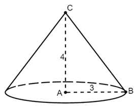 Chọn phương án đúng.  Tam giác ABC vuông tại A, AB = 3 cm, AC = 4 cm. Quay tam giác ABC quanh AC ta được hình nón. Chiều cao của hình nón bằng (ảnh 1)