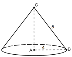 Chọn phương án đúng. Cho ∆ABC vuông tại A có AB = 4 cm, BC = 5 cm. Khi quay ∆ABC quanh cạnh AC ta được một hình nón có chiều cao bằng: A. 4 cm. B. 3 cm. C. 5 cm. D. 9 cm. (ảnh 1)