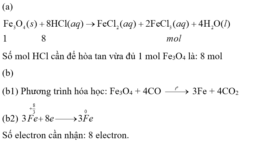 Hợp chất Fe3O4 được gọi là oxide sắt từ do có từ tính mạnh. Chất này còn có tên gọi là iron(II, III) oxide do đây là hỗn hợp của  FeO và Fe2O3 theo tỉ lệ mol 1:1. (ảnh 1)