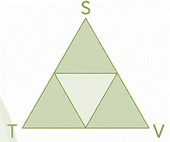 Là tam giác đều hay không là tam giác đều?  Ở hình bên, tam giác STV được ghép bởi bốn hình tam giác đều. (ảnh 1)