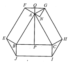 Cho tam giác đều ABC cạnh a. Vẽ về phía ngoài tam giác ABC các hình chữ nhật ABEF, BCIJ và CAGH sao cho AF = BJ = CH = x. Tìm hệ thức liên hệ giữa a2 và x2 để hình lục giác EFGHIJ là lục giác đều. (ảnh 1)