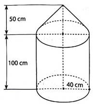 Một dụng cụ có gồm một phần có dạng hình trụ và một phần có dạng hình nón với các kích thước như hình bên.  a) Tính thể tích thể tích của dụng cụ này.  b) Tính diện tích mặt ngoài của dụng cụ (không tính đáy của dụng cụ). (ảnh 1)