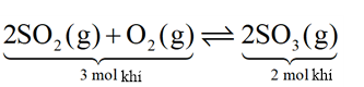 Sulfur dioxide phản ứng với oxygen như sau:   Khẳng định nào sau đây đúng? (i) Tăng áp suất làm tăng hiệu suất tạo thành  (ảnh 1)