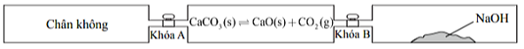 NaOH rắn phản ứng với khí  Chuẩn bị 3 bình có dung tích V bằng nhau và được nối với nhau bằng các khoá A và B như hình vẽ.    (ảnh 1)