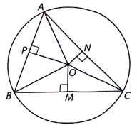 Cho tam giác ABC nội tiếp đường tròn (O). Gọi M, N, P lần lượt là trung điểm của các cạnh BC, CA, AB. Chứng minh rằng các tứ giác ANOP, BPOM, CMON là các tứ giác nội tiếp. (ảnh 1)