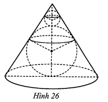 Một món đồ chơi có dạng như Hình 26. Vỏ ngoài món đồ chơi là một hình nón (bằng nhựa trong suốt) có bán kính đường tròn đáy là (ảnh 1)