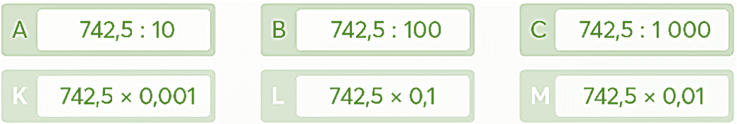 A 742,5 10 B 742,5 100 C 742,5 1000 K 742,5 0,001 L 742,5 0,1 M 742,5 0,01 (ảnh 1)