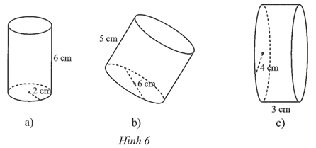 Tính diện tích xung quanh và thể tích của mỗi hình trụ sau: (ảnh 1)