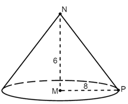 Chọn phương án đúng.  Tam giác MNP vuông tại M có MN = 6 cm, MP = 8 cm. Quay tam giác MNP quanh MN ta được hình nón có đường sinh bằng (ảnh 1)