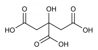 Acid citric là một acid hữu cơ yếu, là một chất bảo quản tự nhiên và được sử dụng để bổ sung vị chua cho thực phẩm hay các loại nước ngọt. Acid citric có công thức cấu tạo như sau:   Thể tích của dung dịch sodium hydroxide (NaOH) 0,4 mol/l cần dùng để trung hòa 0,005 mol citric acid là bao nhiêu mL? (ảnh 1)