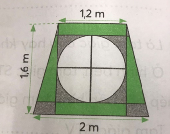 Tính tổng diện tích phần kính màu xanh và màu xám trên khung cửa sổ ở hình bên. (ảnh 1)