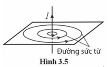 Hình 3.5 biểu diễn các đường sức từ xung quanh dòng điện thẳng. Khi cường độ dòng điện giảm thì khoảng cách giữa  (ảnh 1)