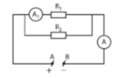 Cho mạch điện như sơ đồ hình 9.2, trong đó R1 = 30  , R2 = 20  , ampe kế A chỉ 0,5 A. (ảnh 1)