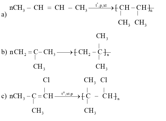 Viết phương trình hoá học của phản ứng trùng hợp các chất sau: (ảnh 2)