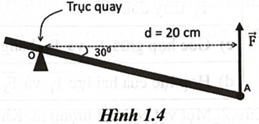 Hình 1.4 mô tả lực vector F tác dụng vào một thanh rắn có trục quay cố định. Biết độ lớn của lực F là 8 N. Độ lớn moment của lực vector F là (ảnh 1)