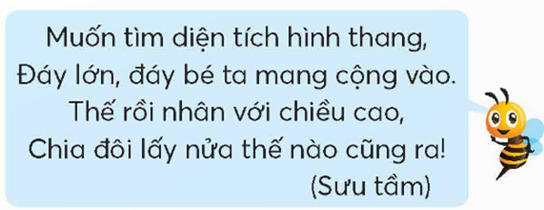 Em đọc và ghi nhớ bài thơ trong SGK (trang 105) Bài thơ về diện tích hình thang. (ảnh 1)