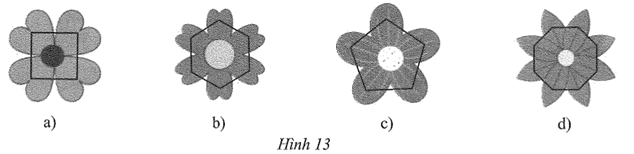 Hình ảnh những bông hoa dưới đây là hình phẳng đều tương tự các đa giác đều nào? (ảnh 1)