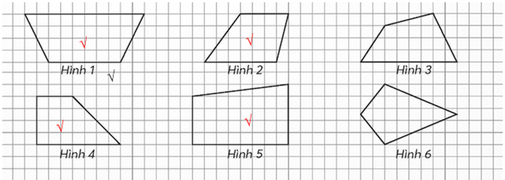 Đánh dấu (√) vào chỗ chấm dưới các hình thang. (ảnh 2)