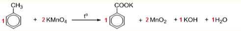 Cho 1,84 gam toluene tác dụng hết với dung dịch chứa m gam KMnO4 theo phản ứng:   Biết so với lượng phản ứng. Giá trị của m là 	 (ảnh 2)