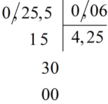 Đặt tính rồi tính. 0,255 : 0,06 (ảnh 1)