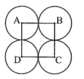 Cho hình vuông ABCD có cạnh bằng 4 cm. a) Vẽ các đường tròn tâm A, B, C, D bán kính 2 cm. b) Nêu nhận xét về vị trí giữa các cặp đường tròn (A; 2 cm) và (B; 2 cm), (A; 2 cm) và (C; 2 cm). (ảnh 1)