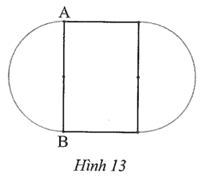 Một chiếc bàn hình tròn được ghép bởi hai nửa hình tròn đường kính AB = 1,2 m. Người ta muốn nới rộng mặt bàn bằng cách ghép thêm vào giữa một mặt hình chữ nhật có một kích thước là 1,2 m. (ảnh 1)