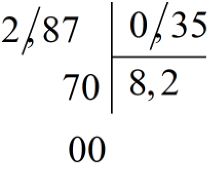 Đặt tính rồi tính.  2,87 : 0,35 (ảnh 1)