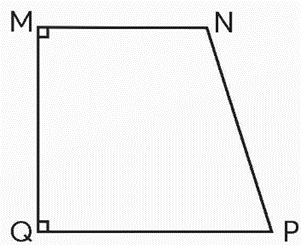 Quan sát hình thang MNPQ rồi viết vào chỗ chấm. –  Hình thang MNPQ có ......... góc vuông. – Cạnh bên ........ vuông góc với hai đáy.   (ảnh 1)