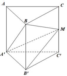 Cho hình lăng trụ đứng \(ABC.A'B'C'\) có \(AB = a,\,\,AC = 2a,\,\,\widehat {BAC} = 120^\circ .\) Gọi \(M\) là trung điểm cạnh  (ảnh 1)