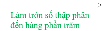 Làm tròn các số thập phân đến hàng phần trăm.  Các số:4,5708; 4,5717; 4,5729; 4,5735; 4,5746 có chữ số hàng phần nghìn bé hơn 5. (ảnh 1)