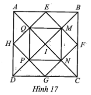 Cho hình vuông ABCD, I là giao điểm của hai đường chéo AC, BD. E, F, G, H lần lượt là trung điểm các cạnh AB, BC, CD, DA. Q, N lần lượt là giao điểm của AC với HE và AC với GF; (ảnh 1)