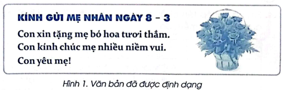 Quan sát Hình 1 và trả lời các câu hỏi sau:  1) Khi sử dụng phần mềm soạn thảo Word để tạo được văn bản như ở Hình 1, em cần thực hiện những thao tác nào?  2) Để chèn được hình ảnh vào văn bản như ở Hình 1, em cần tải ảnh từ trên Internet. Em hãy nêu thao tác tải và lưu ảnh từ Internet về máy tính. (ảnh 1)