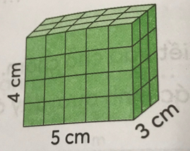 Viết vào chỗ chấm  Ví dụ: Tính thể tích hình hộp chữ nhật có chiều dài 5 cm, chiều rộng 3 cm và chiều cao 4 cm. (ảnh 1)