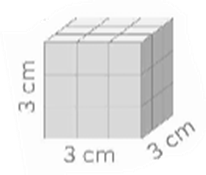 Tính thể tích hình lập phương cạnh 3 cm.   Hình bên gồm các hình lập phương có thể tích 1 cm3. - Tính số hình lập phương 1 cm3 ở mỗi lớp: (ảnh 1)