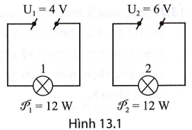 Cường độ dòng điện chạy trong bóng đèn nào trong hai mạch điện ở Hình 13.1 lớn hơn? Bóng đèn (ảnh 1)