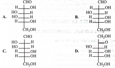 Công thức nào sau đây mô tả đúng cấu tạo của glucose ở dạng mạch hở? (ảnh 1)