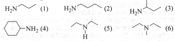 Cho các amine có công thức cấu tạo dưới đây:   Trong số các amine trên, có bao nhiêu amine bậc I? 	A. 2.	B. 1.	C. 3.	D. 4. (ảnh 1)